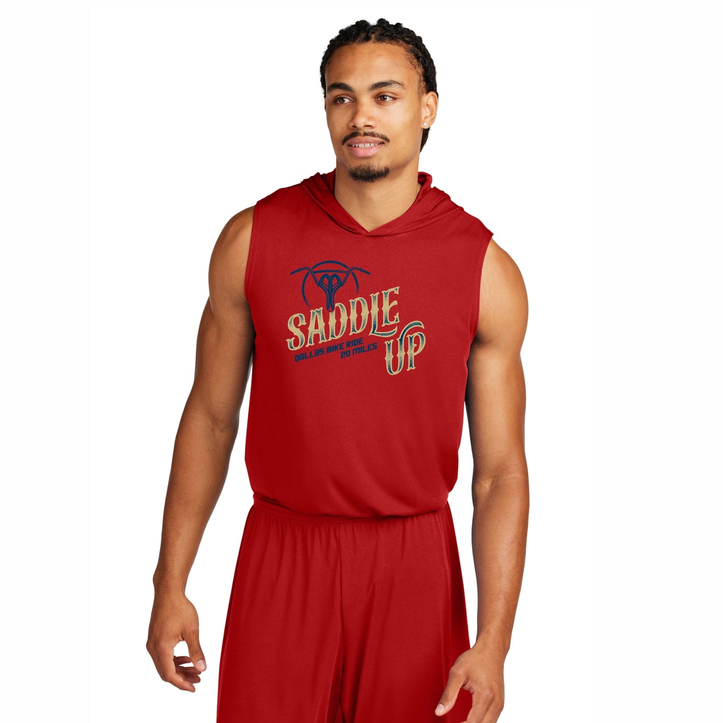 DBR Adult Sleeveless Tech UPF Sun Hoody -Deep Red- Saddle Up