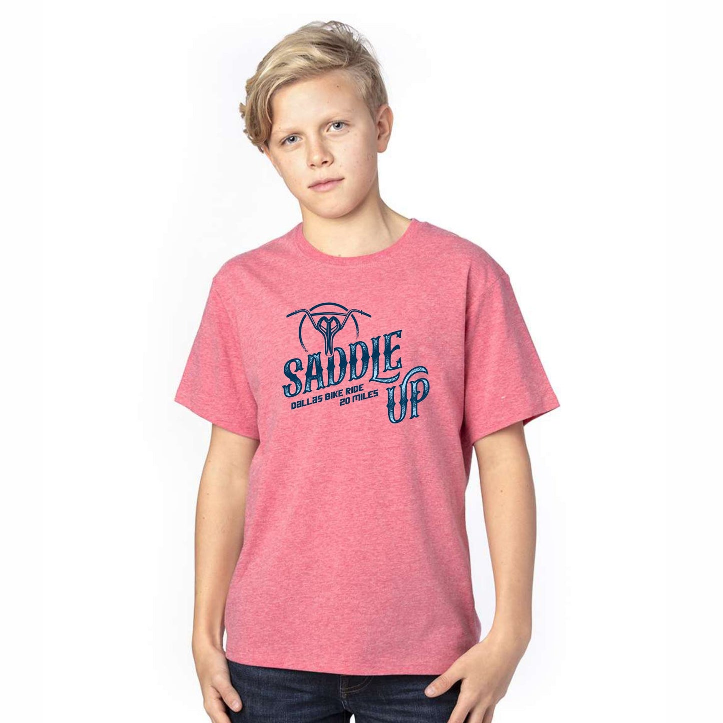 DBR Youth Fashion Tee -Red Heather- Saddle Up