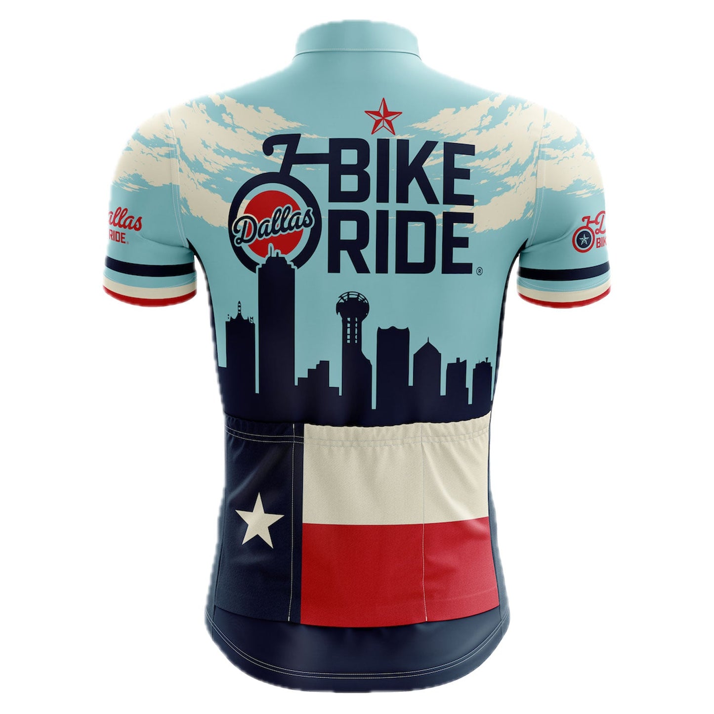 DBR Men's Full Zip 3-Pocket Jersey -Light Blue/Navy- Train