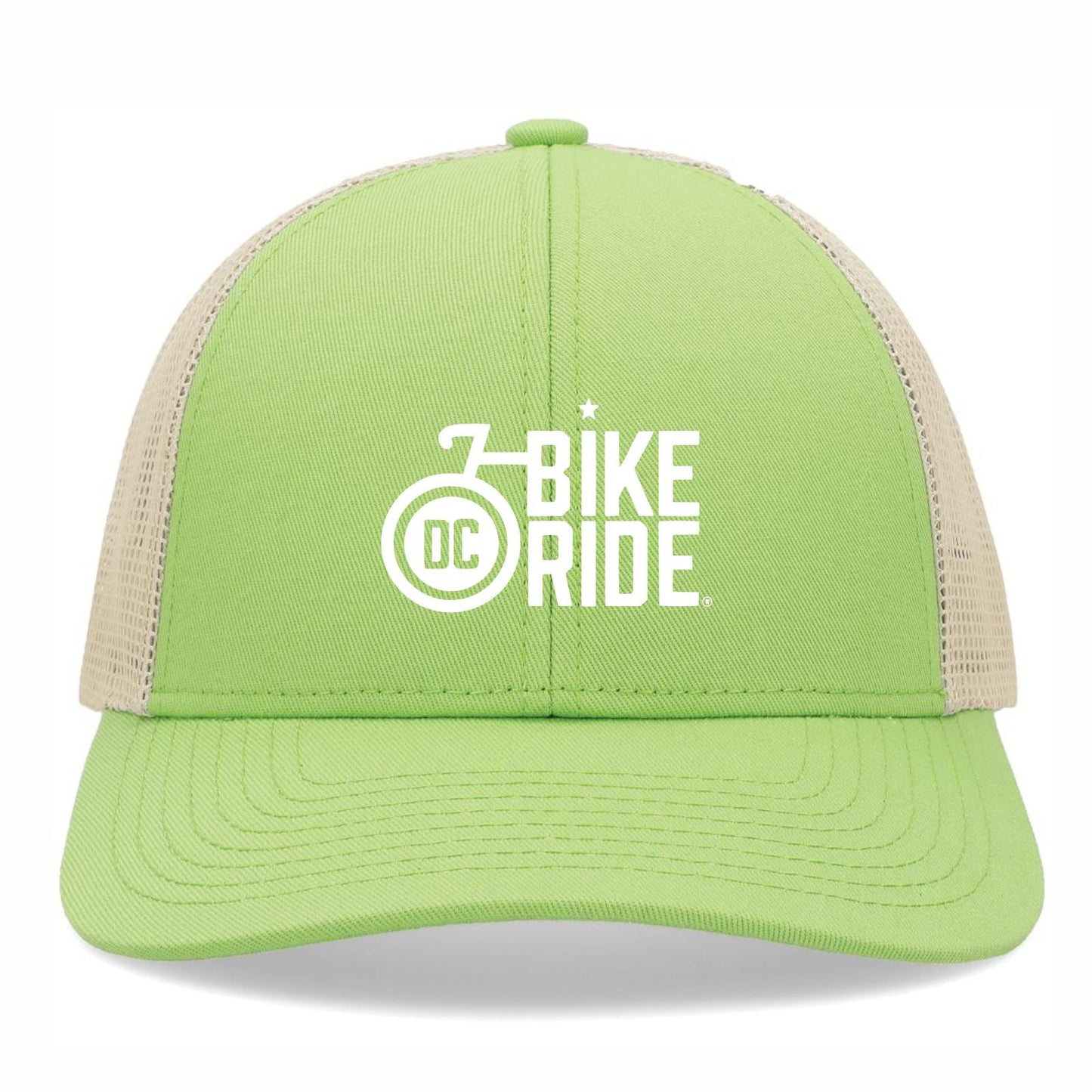 Structured Low-Profile Snap-Back Trucker - Green Glow / Beige / Green Glow - 'Logo' Design