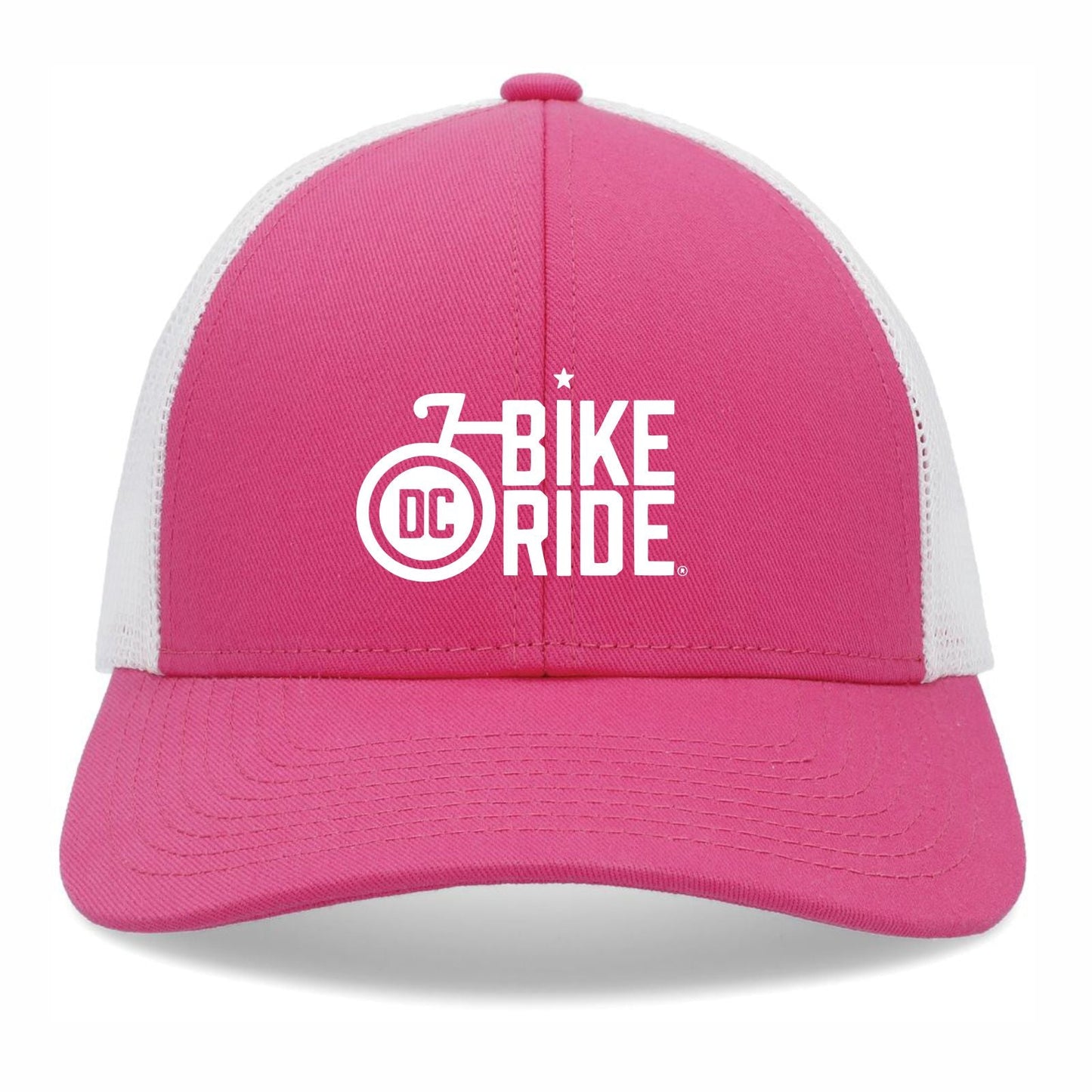 Structured Low-Profile Snap-Back Trucker - Pink / White / Pink - 'Logo' Design
