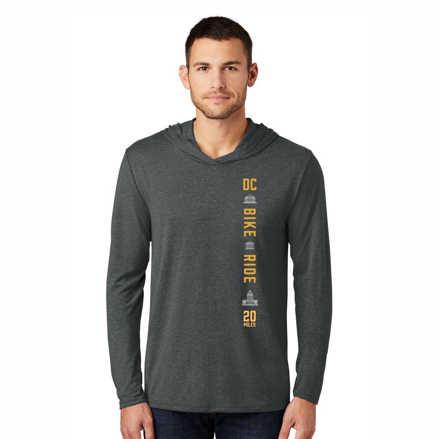 DC BIKE RIDE: Men's Triblend Ltwt Hooded Tee - Black Frost - 'LCP' Design