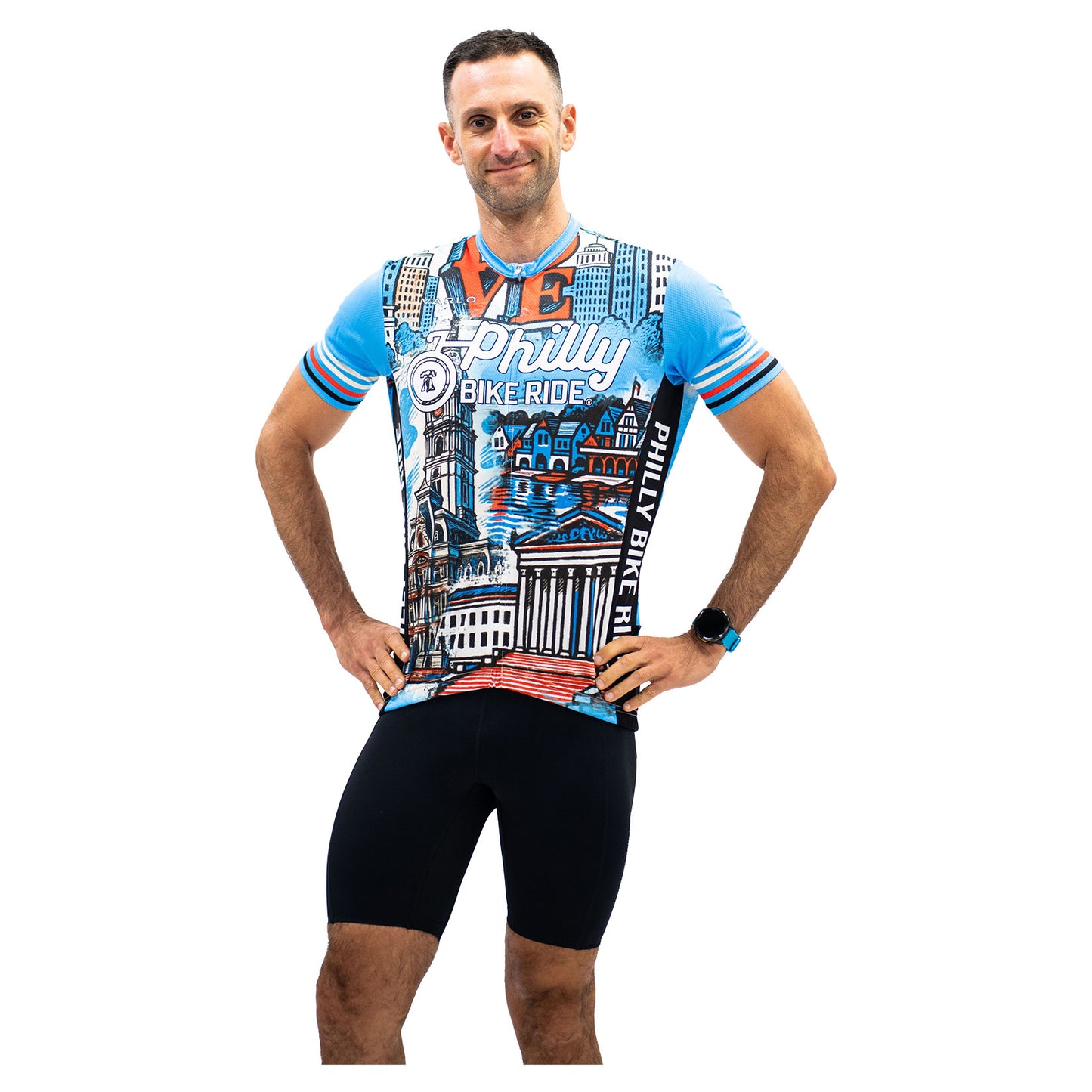 PBR Men's Full Zip Cycle Jersey -Red- Postcard