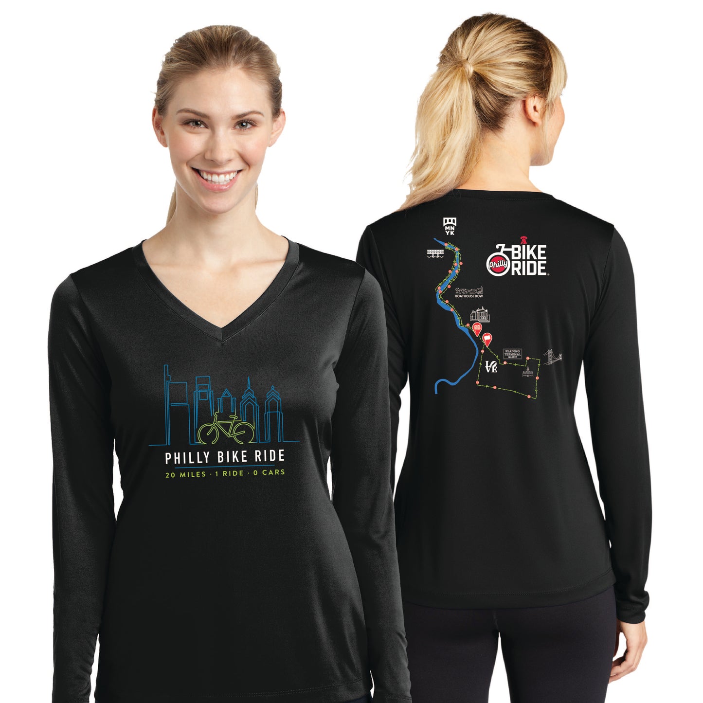 PBR Women's LS Tech V-Neck Tee -Black- Course