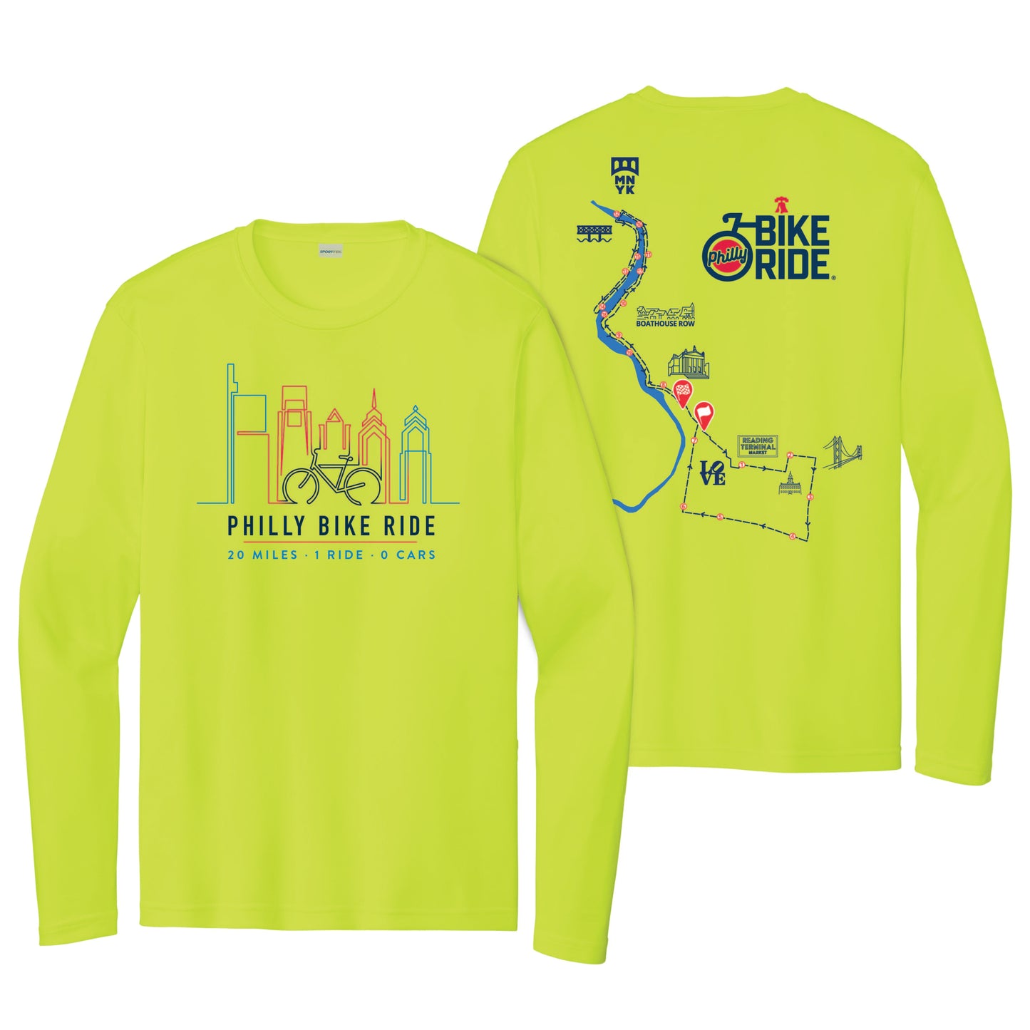 PBR Adult LS Tech UPF50 Tee -Hi Viz- Course