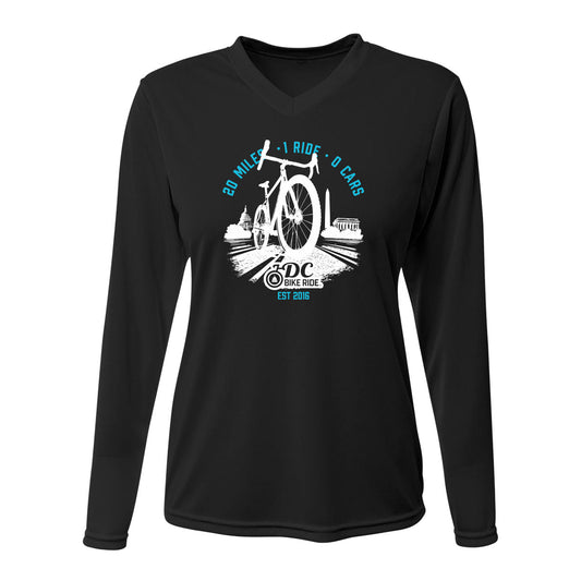 DCBR Women's LS Tech V-Neck Tee - Black - 2026 Course
