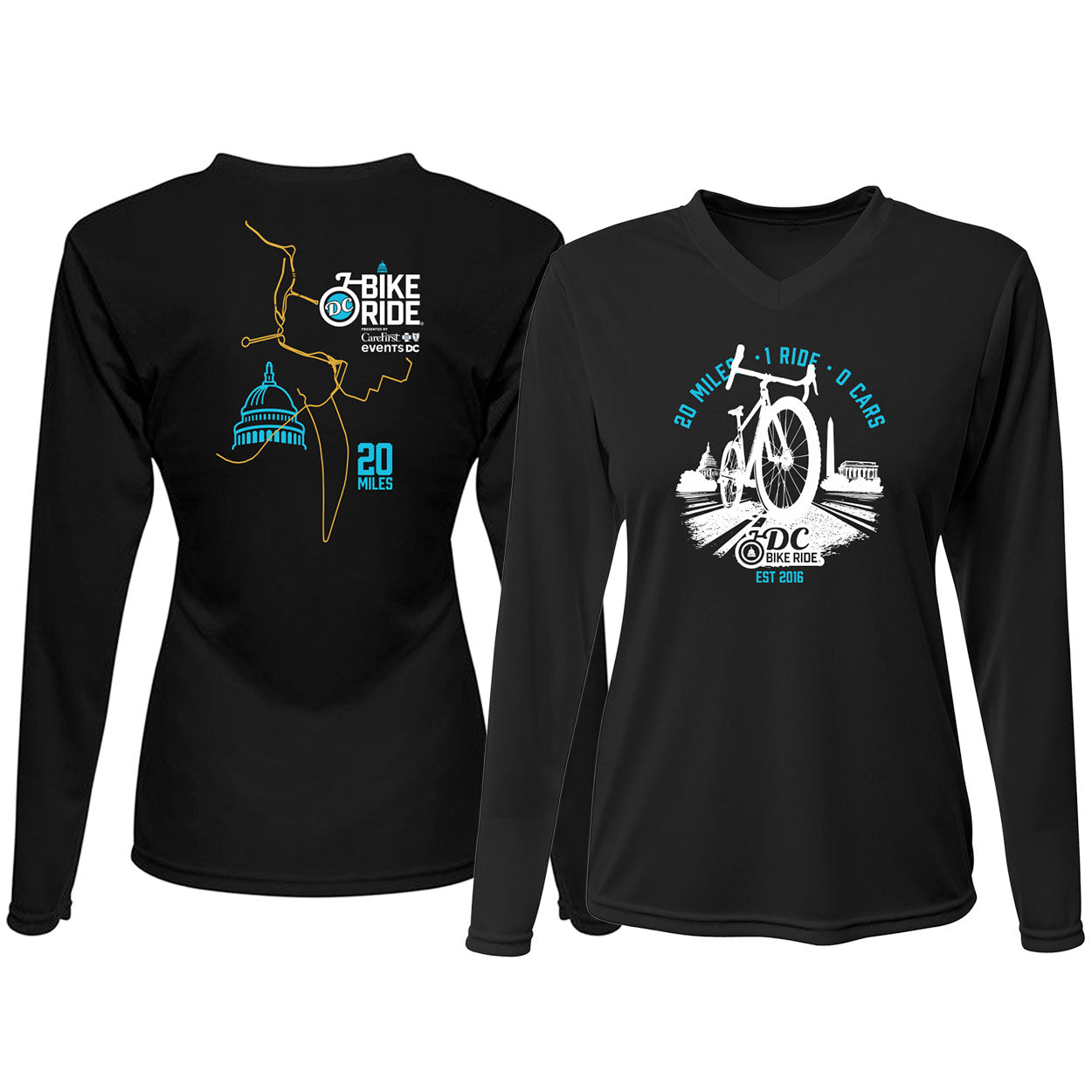 DCBR Women's LS Tech V-Neck Tee - Black - 2026 Course