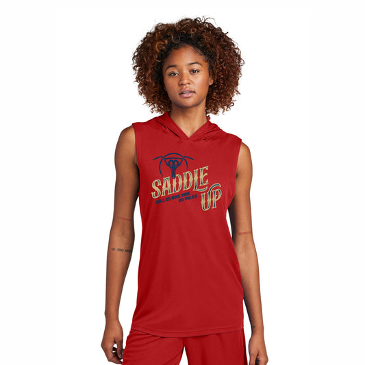 DBR Adult Sleeveless Tech UPF Sun Hoody -Deep Red- Saddle Up