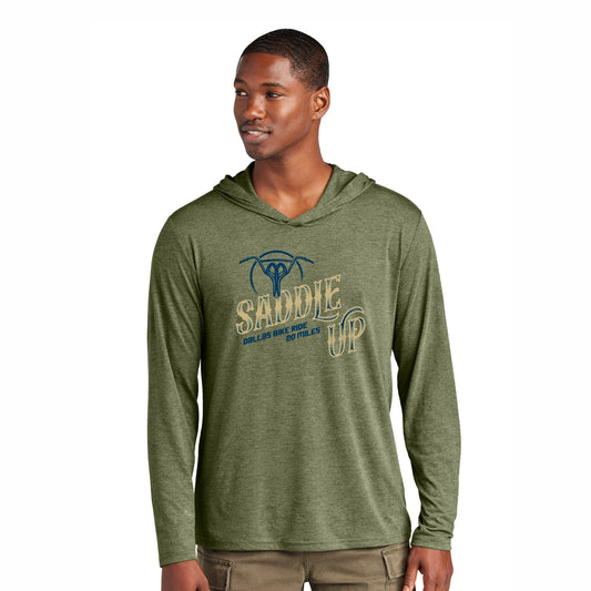 DBR Men's LS Triblend Sun Hoody -Military Green- Saddle Up