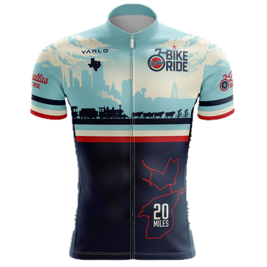 DBR Men's Full Zip 3-Pocket Jersey -Light Blue/Navy- Train