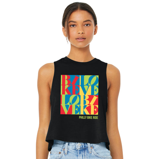 PBR Women's Crop Tank -Black- Bike Love