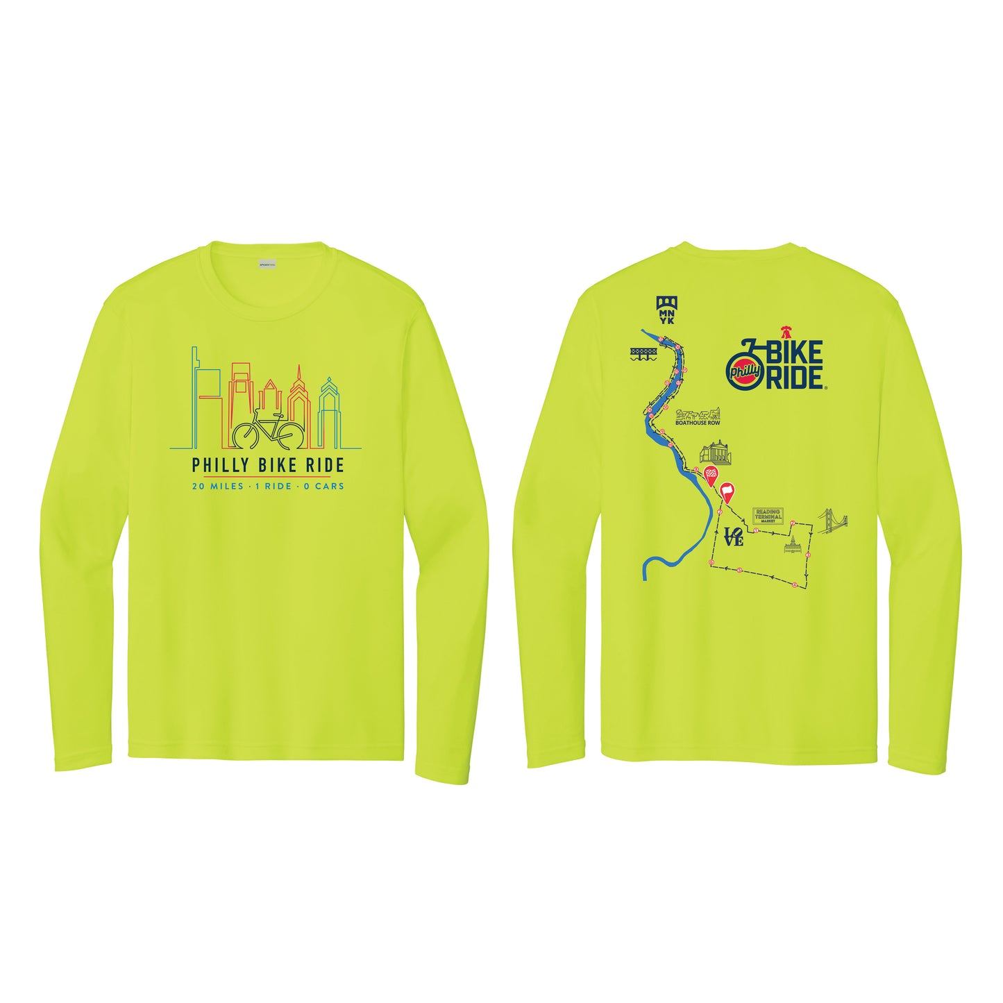 PBR Adult LS Tech UPF50 Tee -Hi Viz- Course