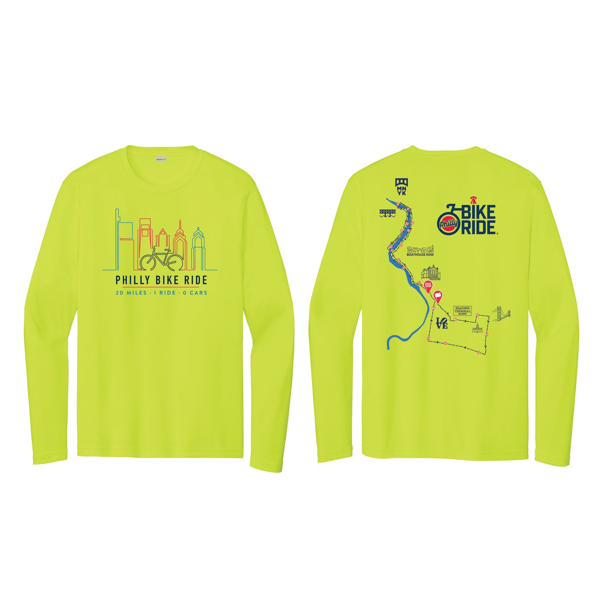 PBR Adult LS Tech UPF50 Tee -Hi Viz- Course