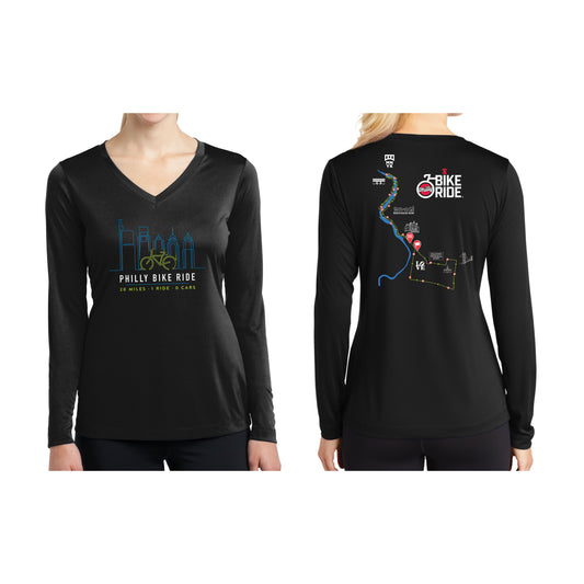 PBR Women's LS Tech V-Neck Tee -Black- Course