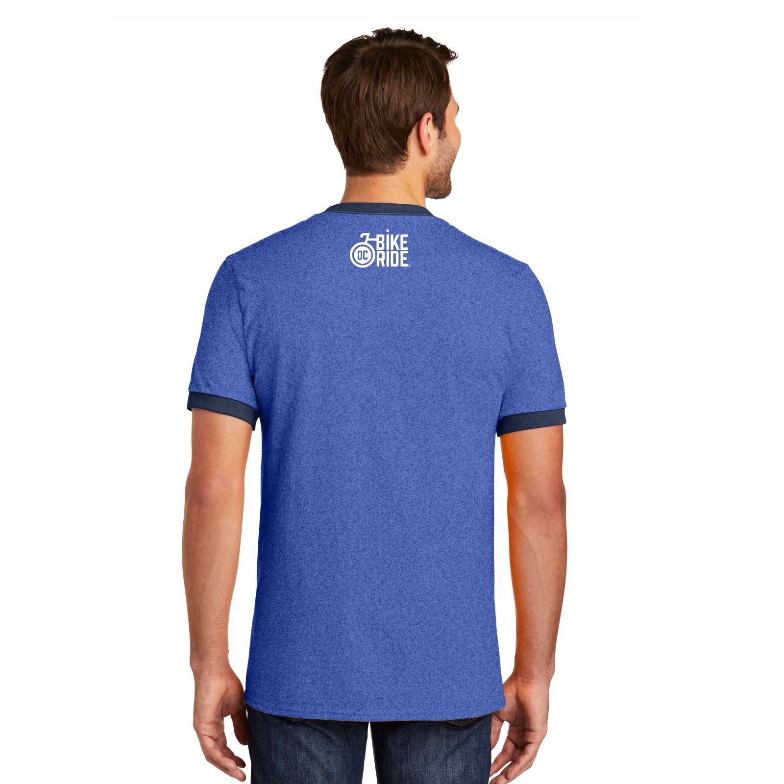 DC Bike Ride Men's Ringer Tee - Heather Royal / Navy - Treads