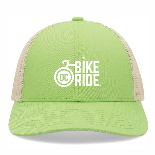 Structured Low-Profile Snap-Back Trucker - Green Glow / Beige / Green Glow - 'Logo' Design