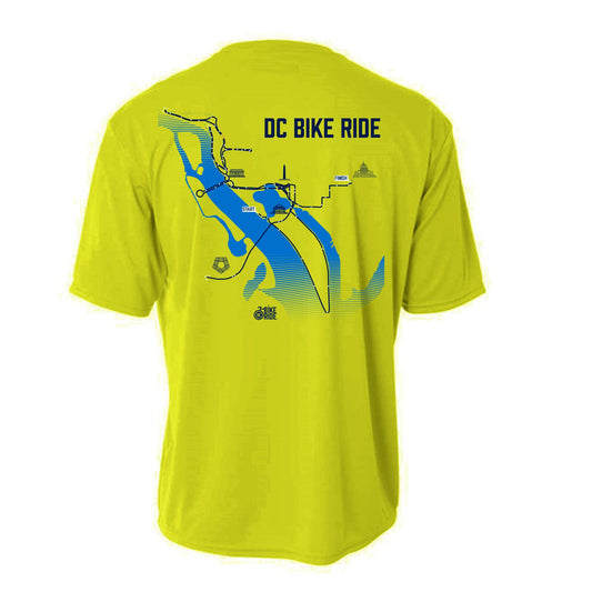 DC BIKE RIDE: Men's SS Tech Tee - Hi Viz - '2022 Course' Design
