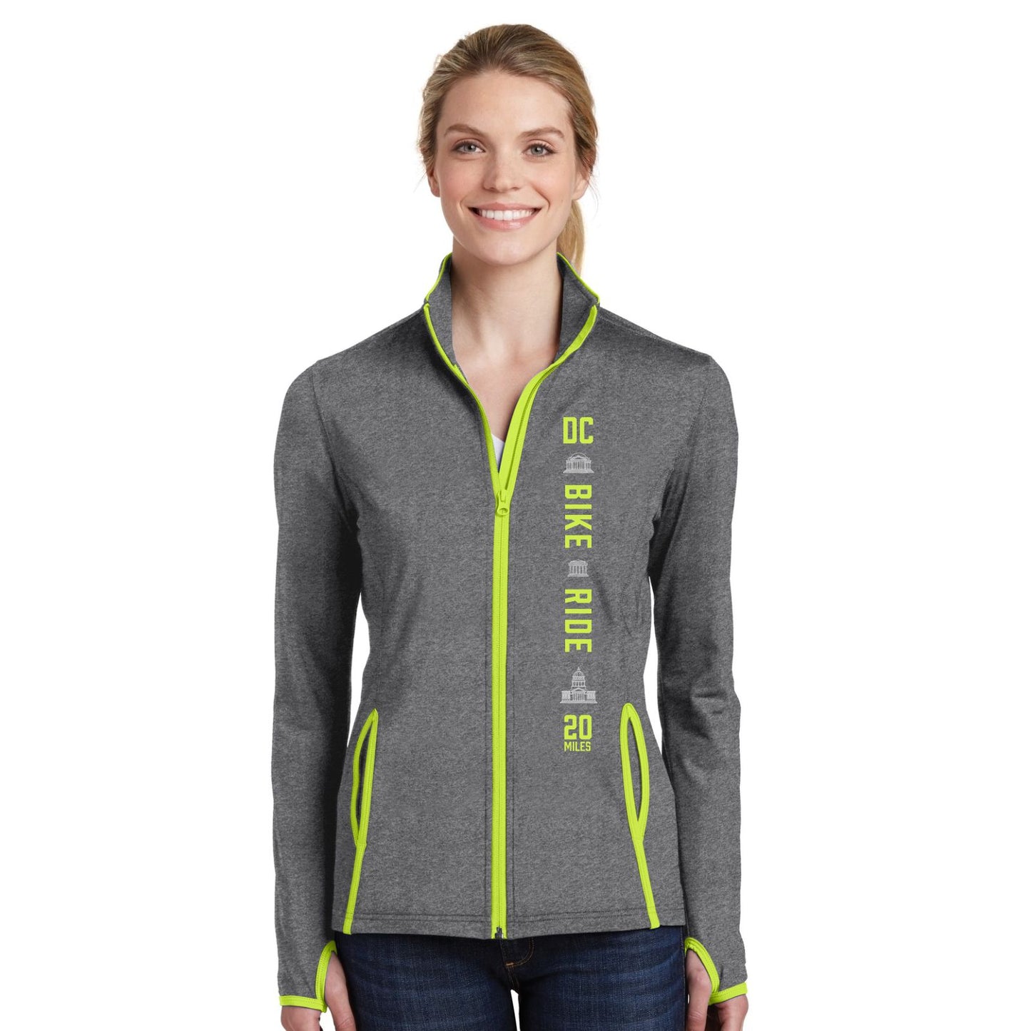 DCBR Women's Stretch Zip Jacket -Charcoal/Charge Green- LCP