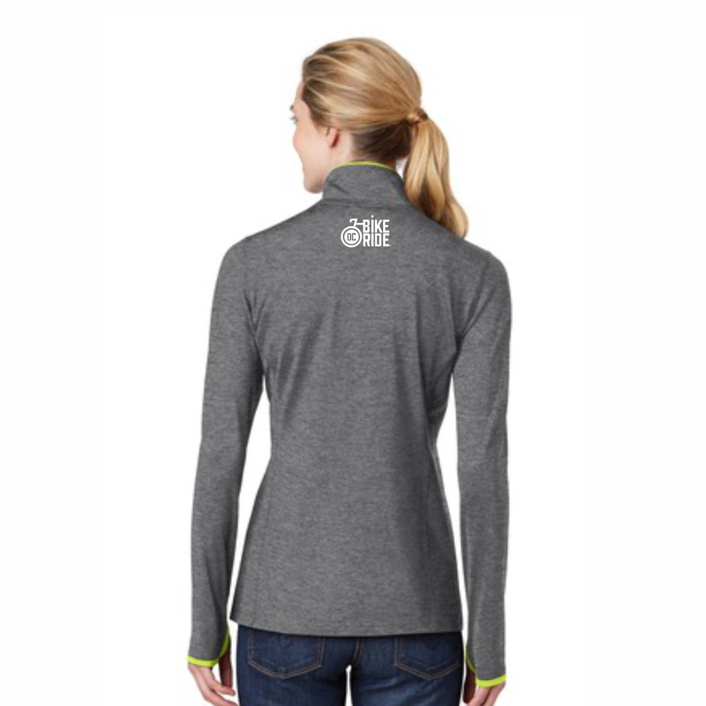 DC BIKE RIDE: Women's Stretch Zip Jacket - Charcoal / Charge Green - 'LCP' Design