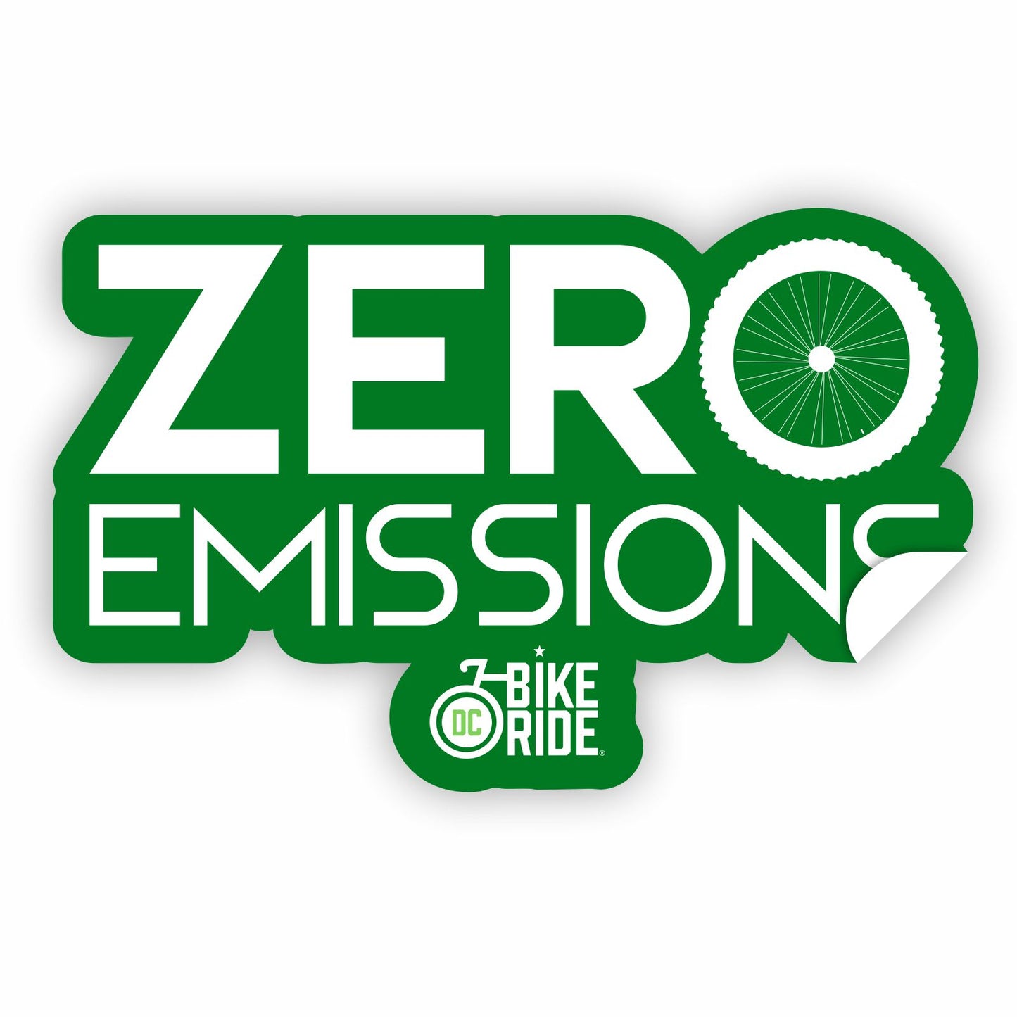 DC Bike Ride Die-Cut Sticker - Green 3"x3" Zero Emissions