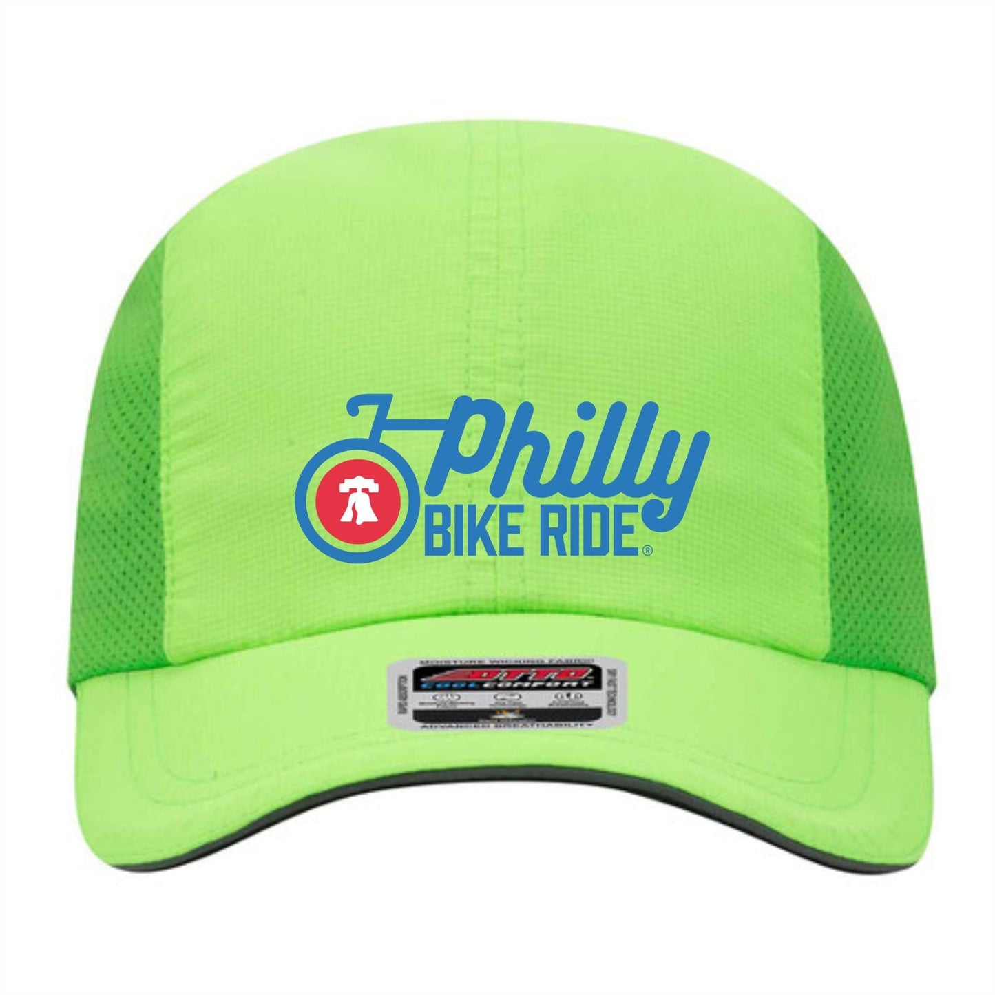 Philly Bike Ride Tech Cap -Neon Green- Embroidered Logo