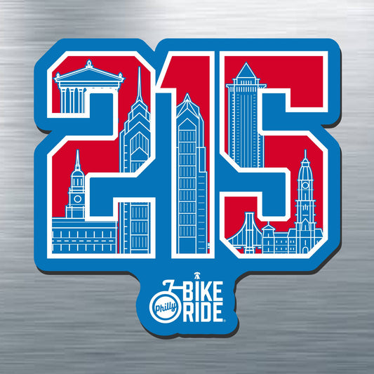 Philly Bike Ride Die-Cut Magnet -Blue 4.5"x4.5"- 215